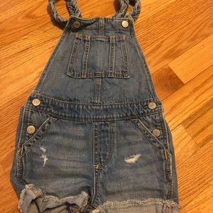 Distressed overalls